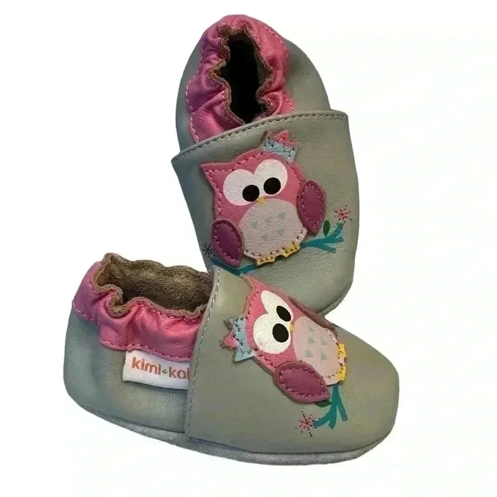 Kimi Kai soft leather lambskin Grey and Pink Owl